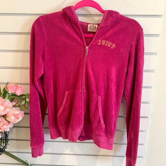 Juicy Couture terry cloth zip up raspberry color - Picture 3 of 13